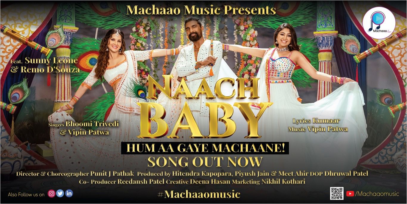 Fans go gaga over Machaao Music’s garba song Naach Baby featuring   Sunny Leone & 🕺🏻Remo D’Souza – watch video
